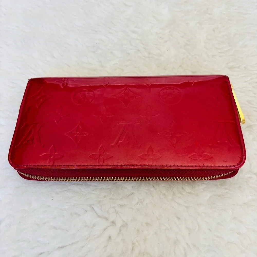 Louis Vuitton Cherry Red Vernis Zip Around Long Wallet